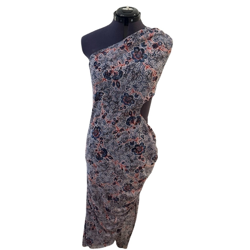 NWT MISA LOS ANGELES Aries Cutout Mesh Sheath Dress Raw Hem Size L - Picture 4 of 14